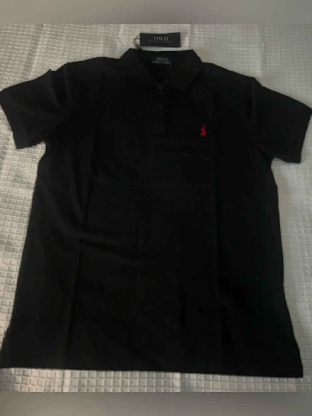Polo by Ralph Lauren Black Short-Sleeve Polo Shirt with Red Pony Size L
